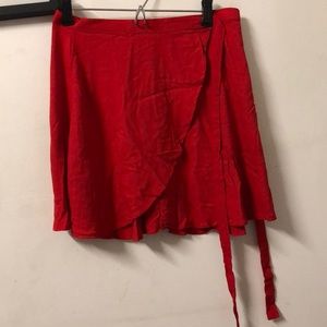 Red asymmetrical skirt